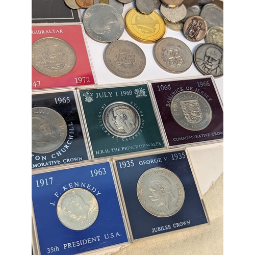 402 - Mixed coins - British and World coins and banknotes to include commemorative crowns, 1976 Concorde e... 