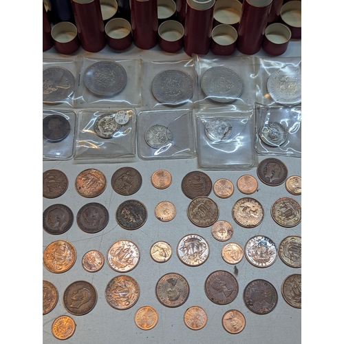 412 - Mixed coins - a large quantity of Victorian and later pennies, halfpennies, Elizabeth II two shillin... 