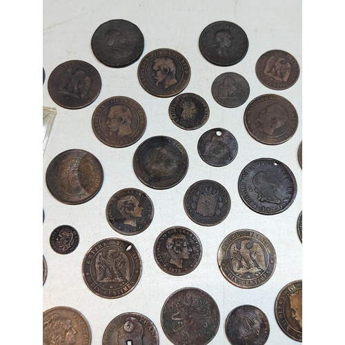 413 - Mixed coins - mostly 19th century world coinage to include 1889 Sarawak one-cent, 1893 Argentina two... 