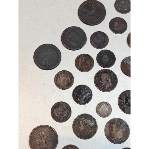 413 - Mixed coins - mostly 19th century world coinage to include 1889 Sarawak one-cent, 1893 Argentina two... 