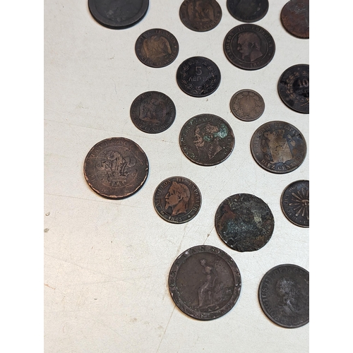 413 - Mixed coins - mostly 19th century world coinage to include 1889 Sarawak one-cent, 1893 Argentina two... 