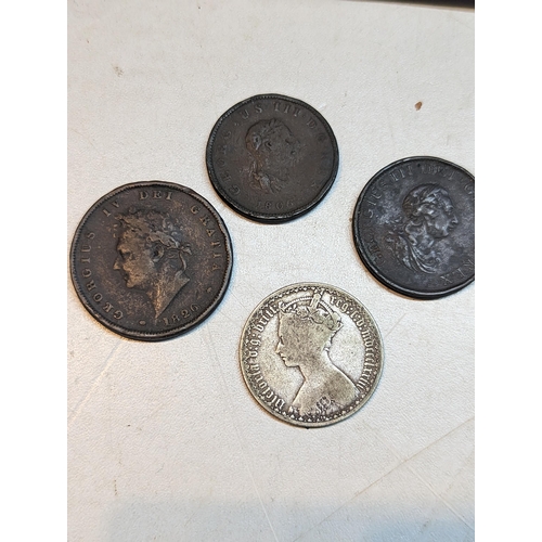 417 - British coins - an album of Georgian and later coins to include a Victoria 1873 Gothic Florin, 1820 ... 