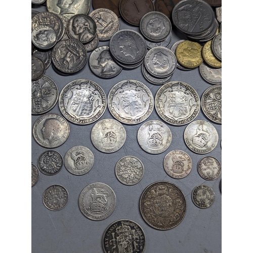 484 - Mixed coins - British and world examples to include pre-1947 Half crowns, florins, shillings, six an... 