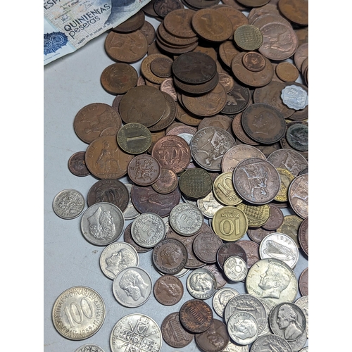 484 - Mixed coins - British and world examples to include pre-1947 Half crowns, florins, shillings, six an... 