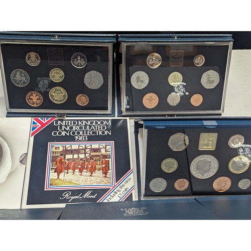 486 - Coinage of Great Britain and Northern Ireland, proof sets from 1970s/80s/90s and 2000, along with si... 