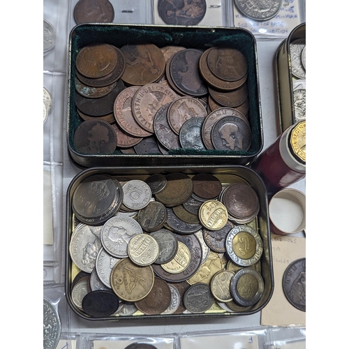 487 - A large collection of British and world coins to include Victorian and later pennies, a quantity of ... 