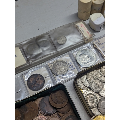 487 - A large collection of British and world coins to include Victorian and later pennies, a quantity of ... 