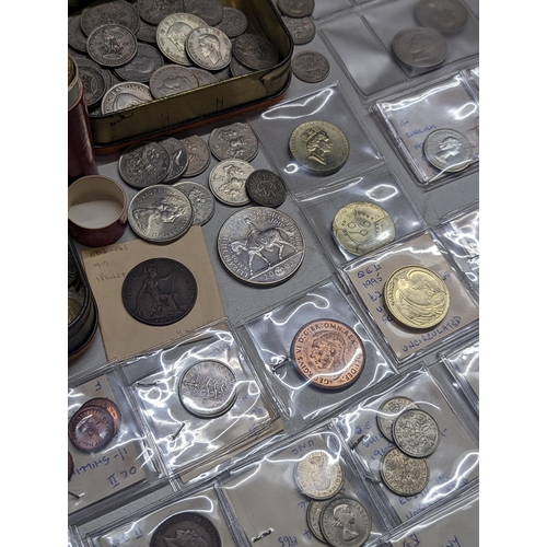 487 - A large collection of British and world coins to include Victorian and later pennies, a quantity of ... 