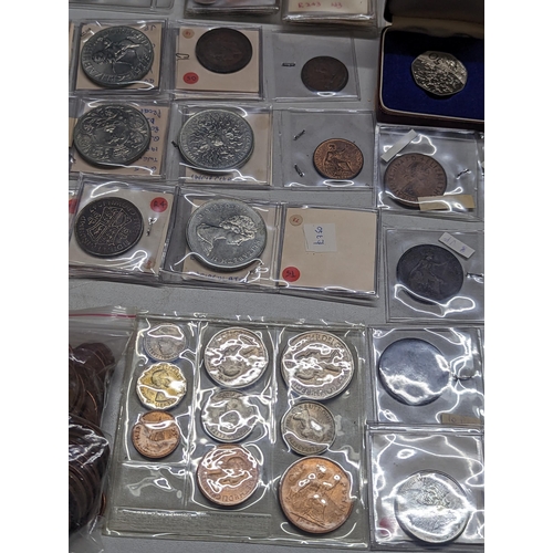 487 - A large collection of British and world coins to include Victorian and later pennies, a quantity of ... 