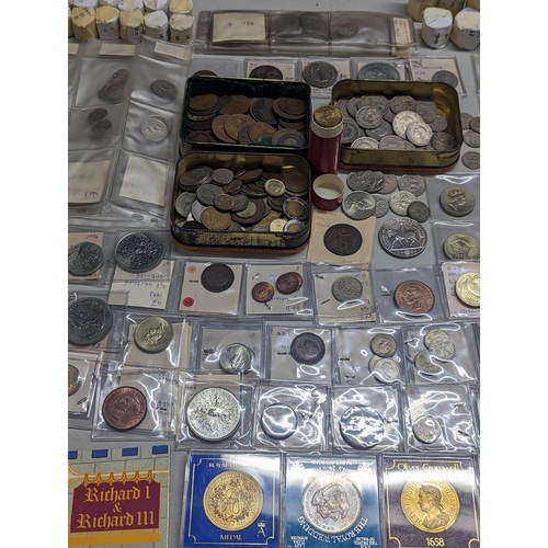 487 - A large collection of British and world coins to include Victorian and later pennies, a quantity of ... 