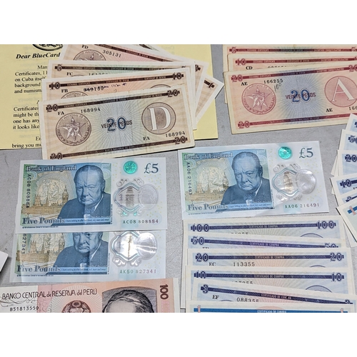 488 - Banknotes - a large collection of Cuban Foreign Exchange banknotes 1-100 Peso. British examples to i... 