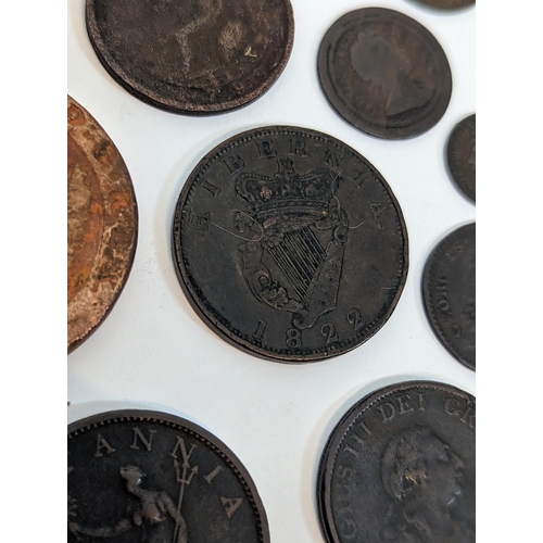 62 - United Kingdom - copper coinage - mixed copper pennies, half pennies, farthings and half farthings G... 