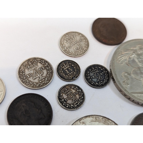 63 - British Coins - a mixed group of late 19th/early 20th century examples to include mixed maundy 1861 ... 