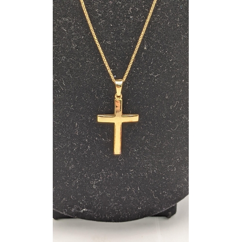 82 - A 14ct gold cross pendant on a 14ct necklace, total weight 3.6g Location: CAB3