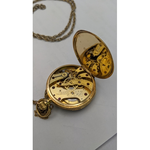 93 - A late 19th/early 20th century ladies 18ct gold fob watch movement signed J. W Benson, total weight ... 