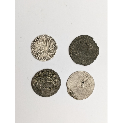 481 - Continental Hammered coins to include Hungary, ' Madonna and Child' ' Denar, Free city of Riga 1 Sch... 