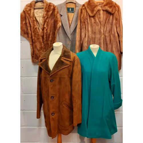 64 - Vintage coats to include a 1970's Selfridges brown sheepskin coat 42