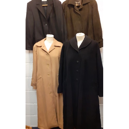 66 - A quantity of 1970's-1990's ladies coats to include a Cojana brown suede swing coat 36