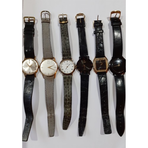 95 - Six wristwatches to include a circa 2000 unisex black Raymond Weil 'Othello' on a black leather stra... 