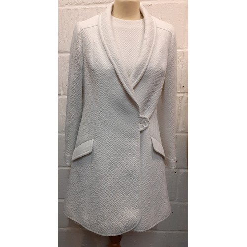 112 - A 1960's Elgee of London 2 piece formal outfit comprising mini shift dress and matching jacket in wh... 