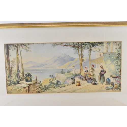 165A - After Thomas Charles Leeson Rowbotham (1823-1875), two watercolours depicting an Italian coastal sce... 