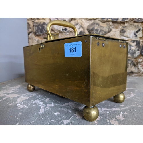 181 - A Victorian bras honesty box c 1850s, no key 9push button mechanism does not work, both sides can be... 