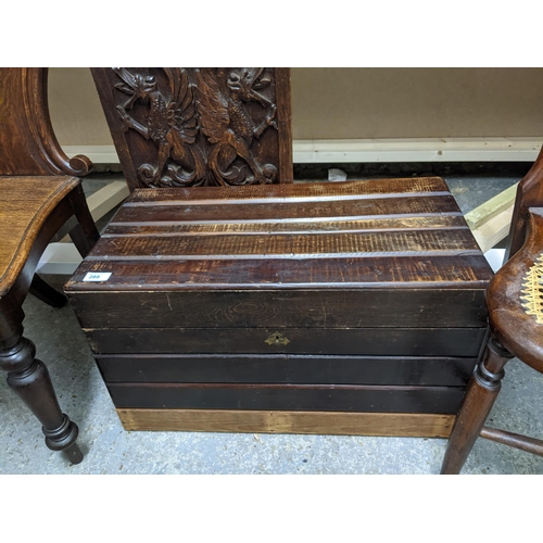 289 - Small furniture to include a small chest with interior tray, a Regency hall chair, a carved  Victori... 