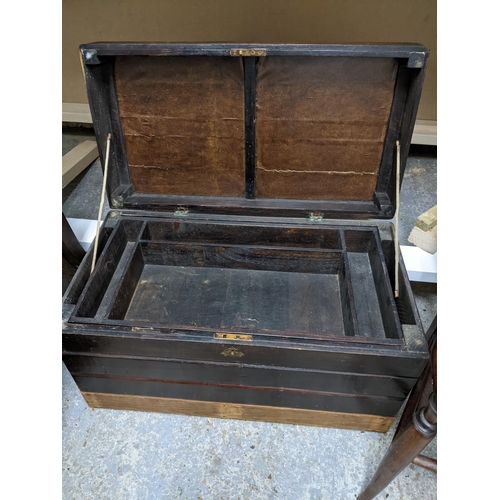 289 - Small furniture to include a small chest with interior tray, a Regency hall chair, a carved  Victori... 