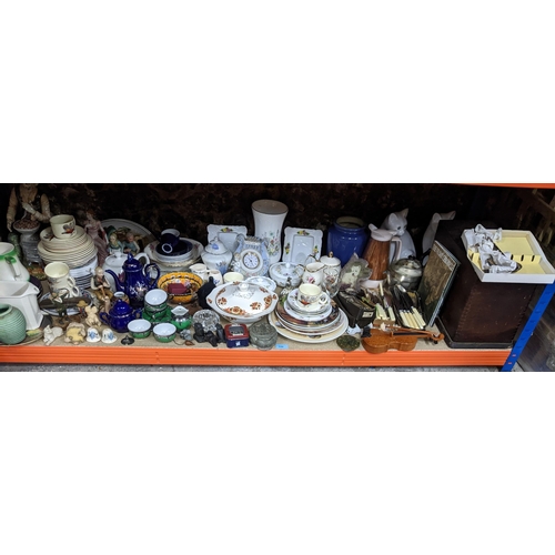 296 - A large lot of mixed ceramics, glass and miscellaneous items to include a Japanese blue and white bo... 