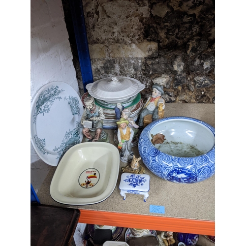 296 - A large lot of mixed ceramics, glass and miscellaneous items to include a Japanese blue and white bo... 