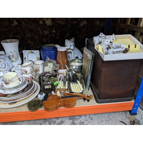 296 - A large lot of mixed ceramics, glass and miscellaneous items to include a Japanese blue and white bo... 