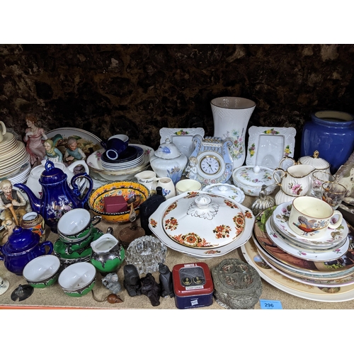 296 - A large lot of mixed ceramics, glass and miscellaneous items to include a Japanese blue and white bo... 