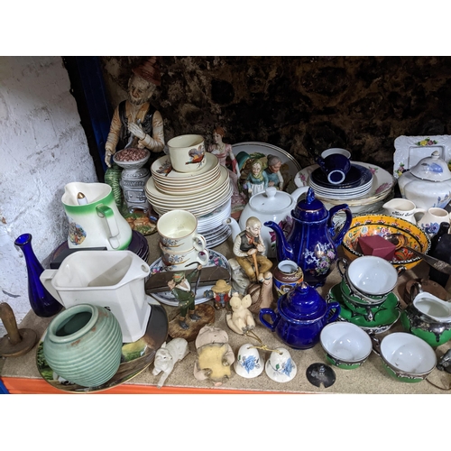 296 - A large lot of mixed ceramics, glass and miscellaneous items to include a Japanese blue and white bo... 