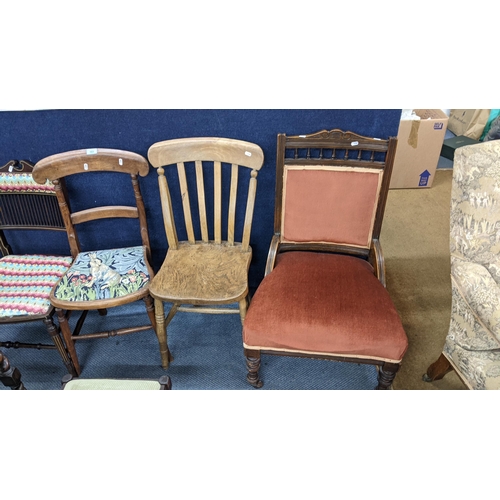 103 - Mixed chairs to include a 19th century elm seated bar back chair together with two stools
Location:R... 