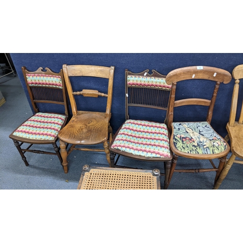 103 - Mixed chairs to include a 19th century elm seated bar back chair together with two stools
Location:R... 