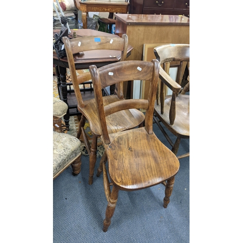 104 - A late 19th/early 20th century Captains chair together with a set of four bar back chairs
Location:A... 