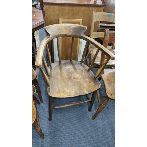 104 - A late 19th/early 20th century Captains chair together with a set of four bar back chairs
Location:A... 