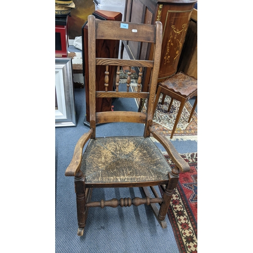 110 - A 19th century ash and rush seated Windsor rocking chair
Location:RWF