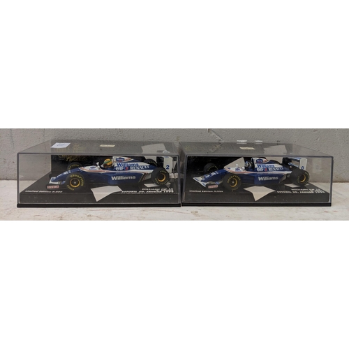 134 - A collection of seven boxed A/F F1 model cars to include Onyx Leyton House, Lamborghini Williams and... 