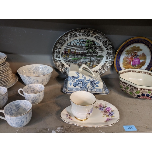 155 - A Royal Worcester part tea set, a butter dish, a Limoges plate and other items 
Location:7.2