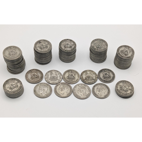 209 - British coins - A collection of pre-1947 George V and George VI shillings, approx. 536.9g Location:C... 