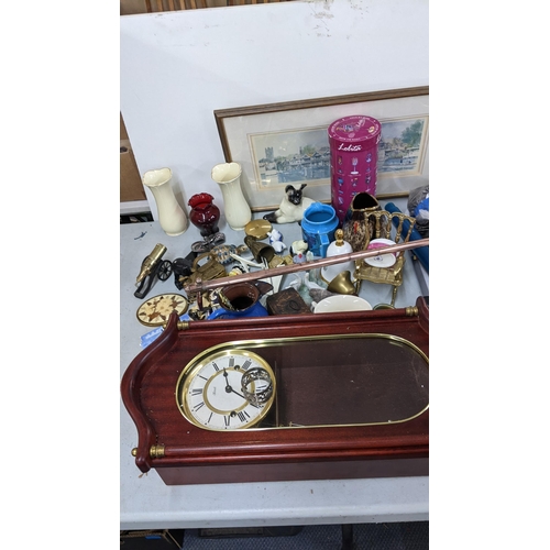 22 - A mixed lot to include a wall hanging clock, Beswick cat, prints, tiles and other items
Location:A1M