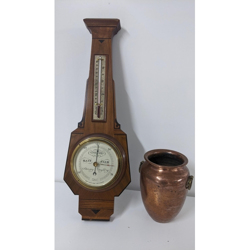 230 - A Short & Mason wall hanging barometer together with a copper and brass twin handled vase
Location:R... 