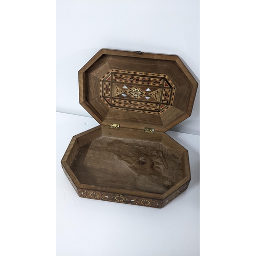 234 - Two early 20th century Middle Eastern marquetry inlaid boxes, possibly Syrian, both inlaid with moth... 