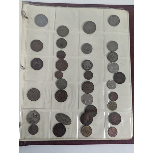 250 - An album of mixed World coins to include 1907 Brazil 2000 Reis, 1922 Albert I Belgian Congo 1 Franc,... 