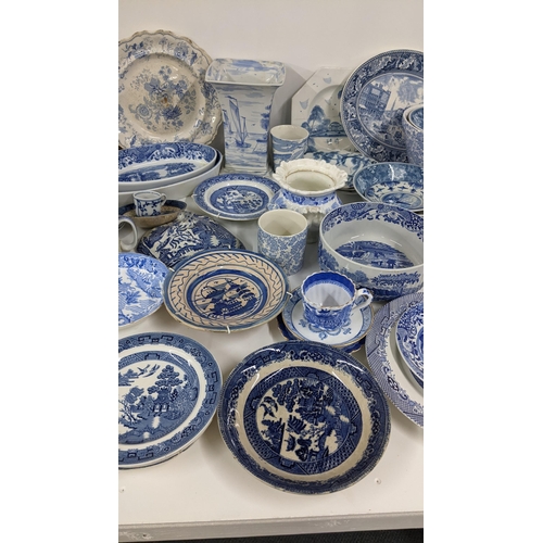 255 - Mixed blue and white porcelain to include an 18th century faience plate, Royal Lily pattern cup with... 