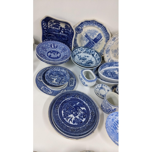 255 - Mixed blue and white porcelain to include an 18th century faience plate, Royal Lily pattern cup with... 