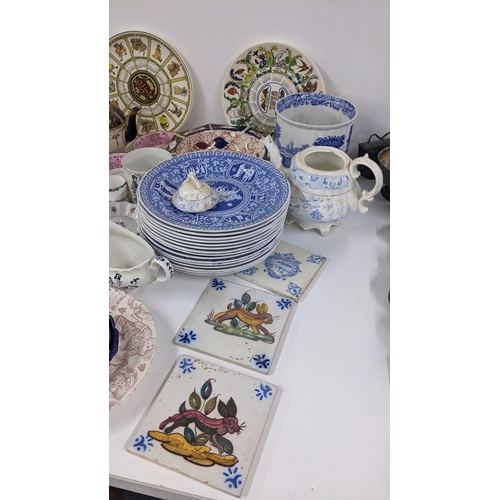 257 - A mixed lot to include wall tiles, Royal Worcester cake stand, Staffordshire lusterware and other it... 