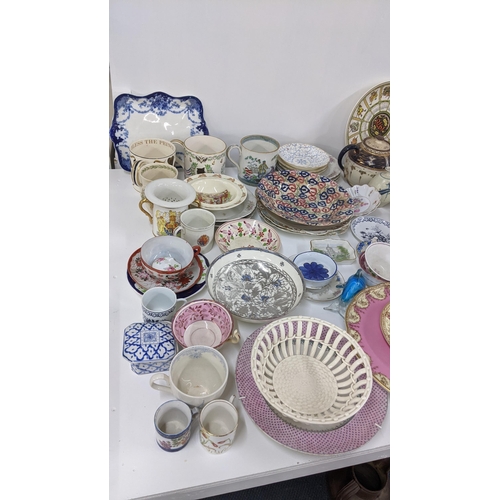 257 - A mixed lot to include wall tiles, Royal Worcester cake stand, Staffordshire lusterware and other it... 