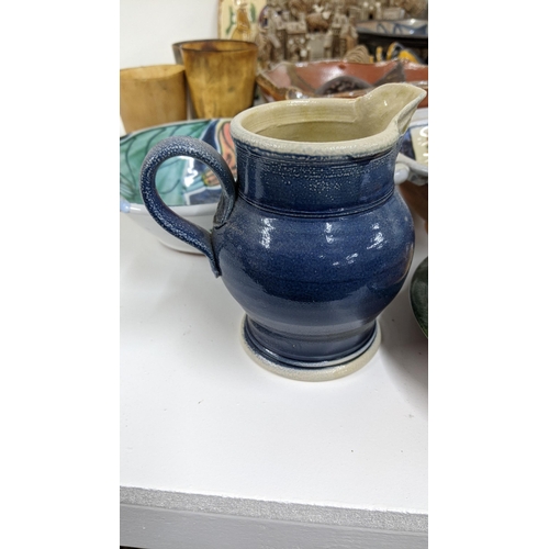 258 - A mixed lot of studio art pottery to include various jugs, vases, bowls and other items
Location:A3M